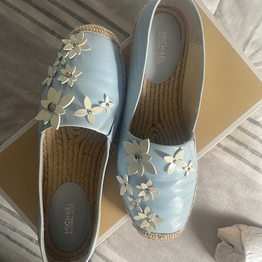 Michael Kors blue leather flat espadrille size 7.5 M.